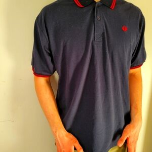 Fred Perry XXL Navy and Red Twin Tip short sleeve